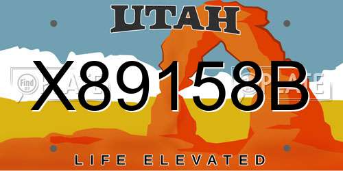 X89158B Utah License Plate