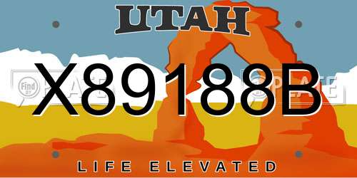 X89188B Utah License Plate