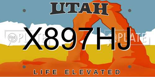 X897HJ Utah License Plate