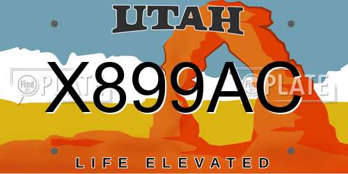 X899AC Utah License Plate
