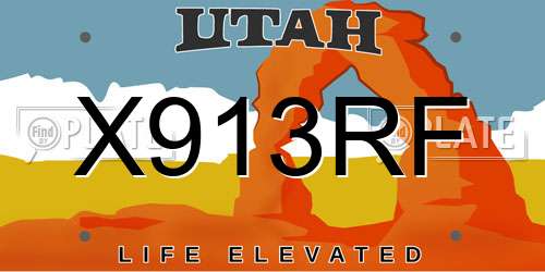 X913RF Utah License Plate