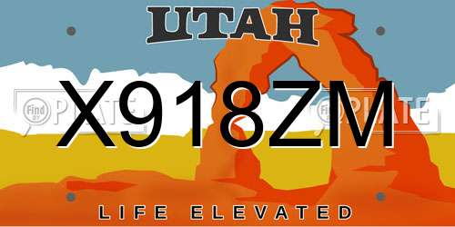 X918ZM Utah License Plate