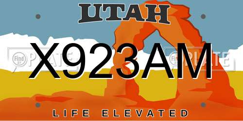 X923AM Utah License Plate