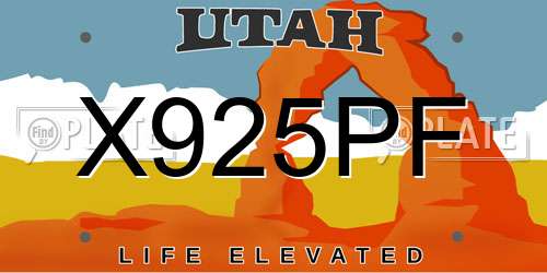 X925PF Utah License Plate