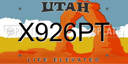 X926PT Utah License Plate