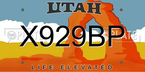 X929BP Utah License Plate