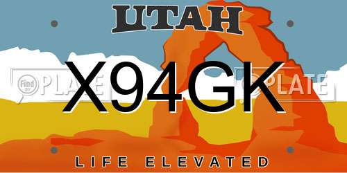 X94GK Utah License Plate