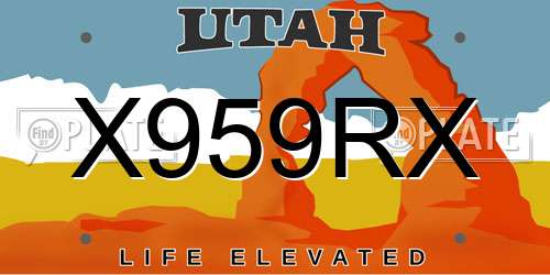 X959RX Utah License Plate