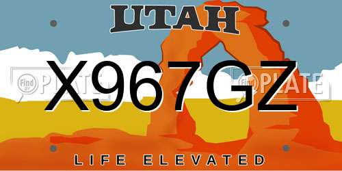 X967GZ Utah License Plate