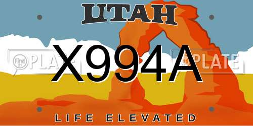 X994A Utah License Plate
