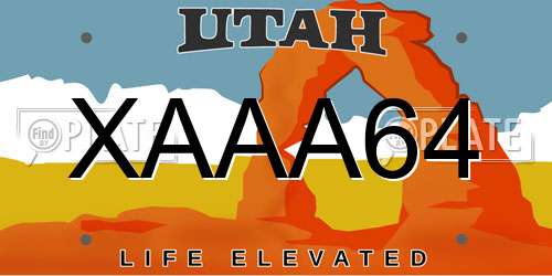 XAAA64 Utah License Plate
