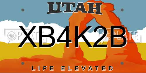 XB4K2B Utah License Plate