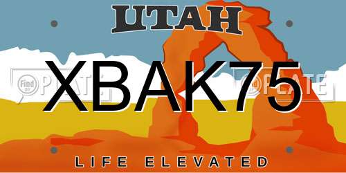 XBAK75 Utah License Plate