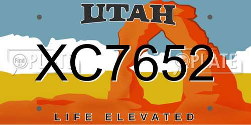 XC7652 Utah License Plate