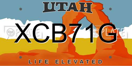 XCB71G Utah License Plate