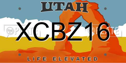 XCBZ16 Utah License Plate