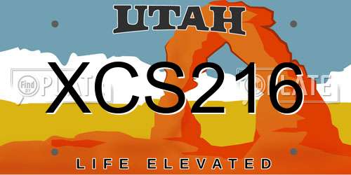 XCS216 Utah License Plate