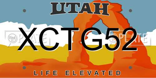 XCTG52 Utah License Plate