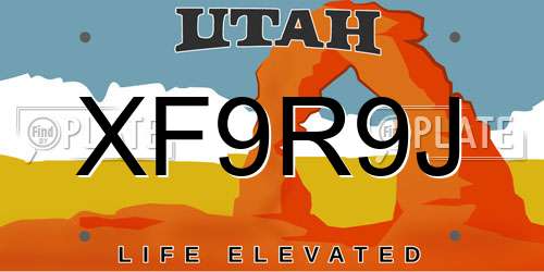 XF9R9J Utah License Plate