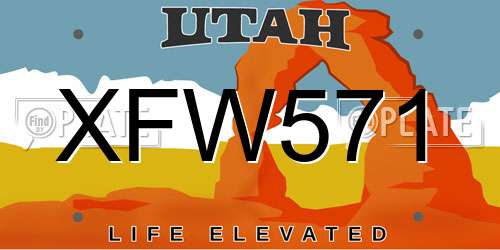 XFW571 Utah License Plate