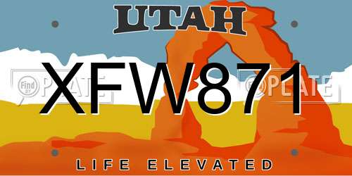 XFW871 Utah License Plate