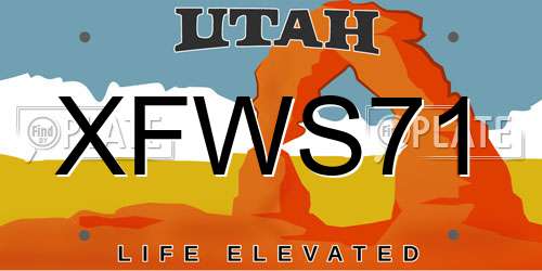 XFWS71 Utah License Plate