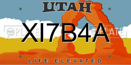 XI7B4A Utah License Plate