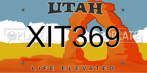 XIT369 Utah License Plate