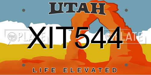 XIT544 Utah License Plate