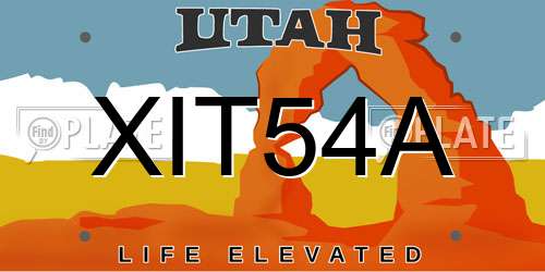 XIT54A Utah License Plate