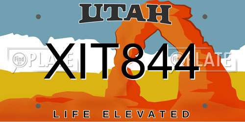 XIT844 Utah License Plate