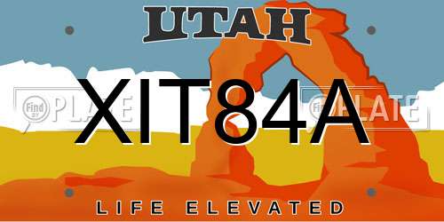 XIT84A Utah License Plate