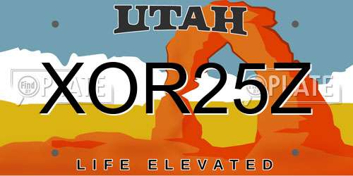 XOR25Z Utah License Plate