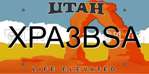 XPA3BSA Utah License Plate