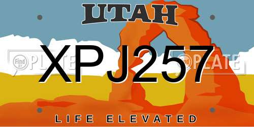 XPJ257 Utah License Plate