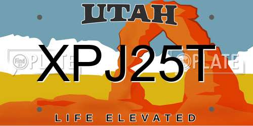 XPJ25T Utah License Plate