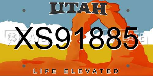 XS91885 Utah License Plate