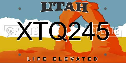 XTQ245 Utah License Plate