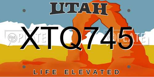 XTQ745 Utah License Plate