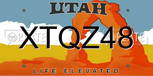 XTQZ48 Utah License Plate