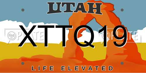 XTTQ19 Utah License Plate