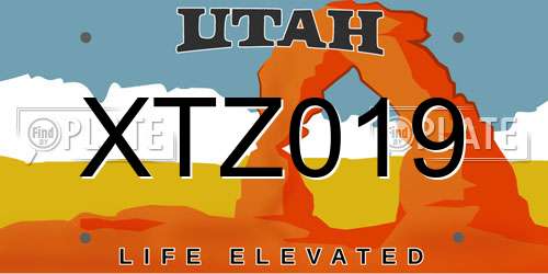 XTZ019 Utah License Plate