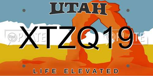 XTZQ19 Utah License Plate