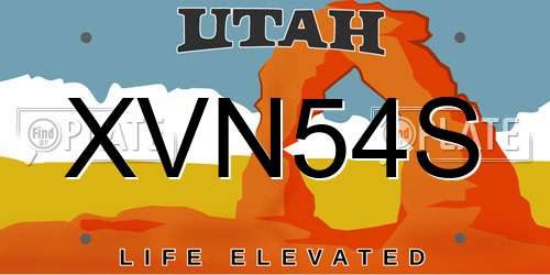 XVN54S Utah License Plate