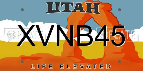 XVNB45 Utah License Plate