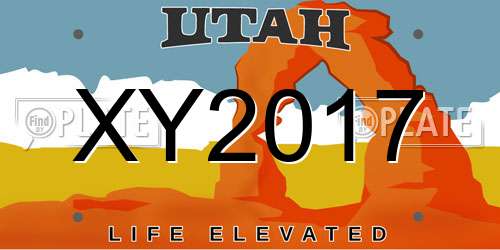 XY2017 Utah License Plate