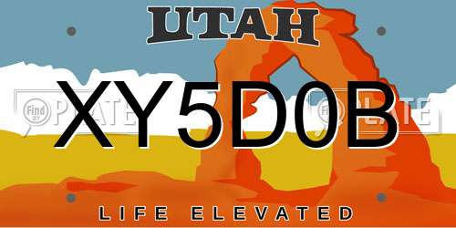 XY5D0B Utah License Plate