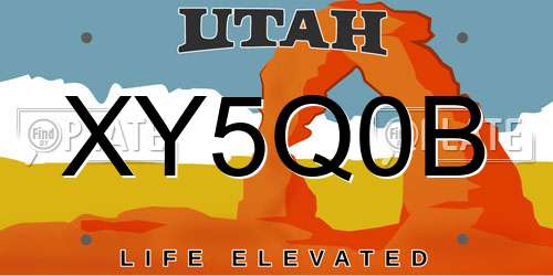XY5Q0B Utah License Plate