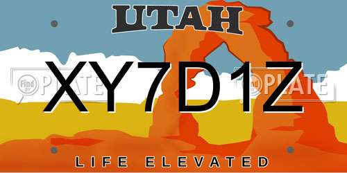 XY7D1Z Utah License Plate