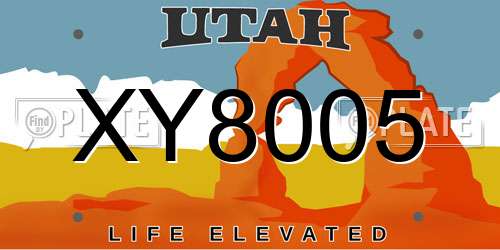 XY8005 Utah License Plate